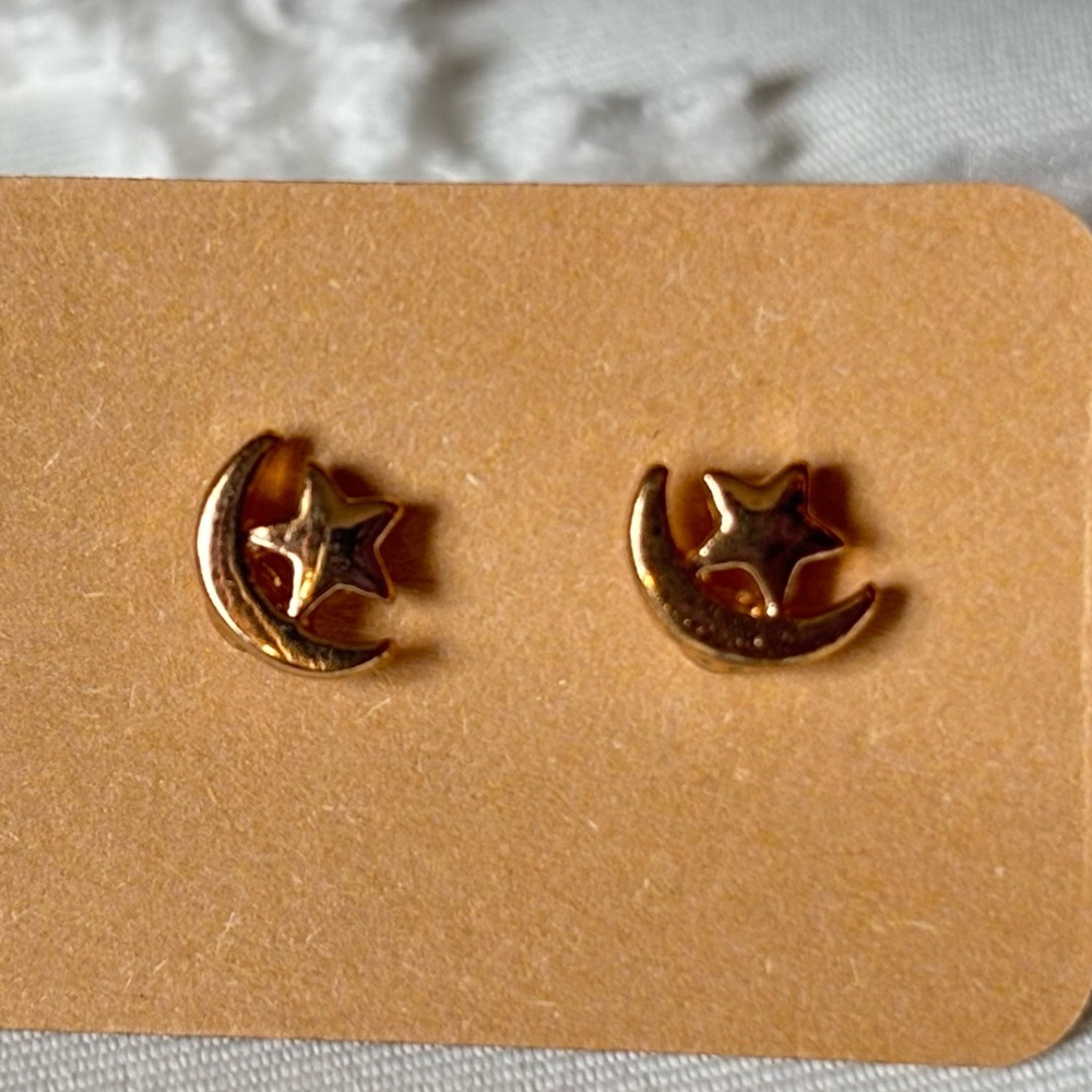 Gold Moon and Star Earrings